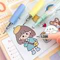 Miniatyrbillede 5 af 5: Tegneserie-mønster Student Utility Cutter Pen Tryk-type Utility Cutter Bærbar Papirklipper Værktøjer