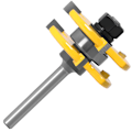 Miniatyrbillede 3 af 5: 8MM skaft Matched Tongue and Groove Cutter Set 3 tænder T-formet træskærer Trimning Træbearbejdningsværktøj