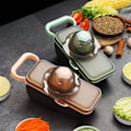 Miniatyrbild 5 av 5: Rivjärn Slicer Grönsak/ost Slicer Mat Slicer Cutter 5-i-1 för Prep Multi-Funktion Kökshjälp Hackare Skalare med Handskydd-grön