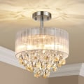 Miniatyrbilde 3 av 5: Krystall lysekrone, lysekrone lys med hvit skjerm, moderne taklampe for soverom, stue, spisestue