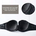 Miniatyrbild 5 av 5: Kvinnors axelbandslös bh push up för större byst multiway bygel slät bandeau bh（svart，80E） 80E