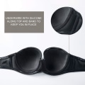 Miniatyrbillede 5 af 5: Kvinder Strop Bra Push Up til Større Buste Multiway Bøjle Glat Bandeau Bra（Sort，80C） 80C