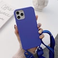 Miniatyrbild 2 av 5: För iPhone 15 Pro Max, Crossbody-telefonfodral med axelrem Mjukt silikonfodral med justerbart stötsäkert skydd för kvinnor Flickor Blå