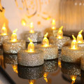 Miniatyrbilde 4 av 5: Juledekorasjoner, telys flammefri røykfri glitter lett skinnende LED stearinlys juledekorasjon julegaver, gull