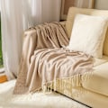 Miniatyrbillede 3 af 4: Blød tæppe, sengetæppe, sofa, uldtæppe, tæppe, sofatæppe, fluffy sofatæppe, merinouldtæppe, fluffy varmt plaid Khaki 130*220cm