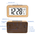 Miniatyrbild 5 av 5: Enkel inställning digital väckarklocka i bambu med temperatur, digital väckarklocka, för sovrum