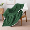 Miniatyrbilde 1 av 5: Koselig teppe, tykt teppe, lammeteppe, sengeteppe, stripete fluffy mykt teppe, sofakast, sofateppe til seng, sofa, stue green