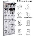 Miniatyrbillede 4 af 5: Hængende skoreol over dør skoopbevaring organizer holder 24 store mesh lommer med bøjle (hvid) White