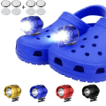 Miniatyrbillede 1 af 5: 2 stk., 3 tilstande LED-lommelygte, campingtilbehør, lys, der varer 145 timer, vandtæt skocharmsdekoration Croc-forlygter（Blå） Blue