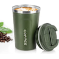 Miniatyrbillede 1 af 5: Kaffe Kop, 380ml Vakuum Genanvendelig Lækagesikker Dobbelt Væg Kaffe Kop, Isolering Rustfrit Stål Miljøvenlig Krus (Grøn) ArmyGreen
