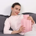 Miniatyrbild 5 av 5: Varmvattenflaska med stickad överdrag, 1,10L varmvattenpåse, rosa Pink