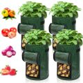 Miniatyrbilde 1 av 5: 4-pakke 7 gallons potetvekstpose-sett. Hageplanteposer for poteter, gulrøtter, tomater, agurker og andre grønnsaker. Green