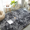 Miniatyrbillede 3 af 5: Fluffy Shag Tæppe Blødt Skridsikkert Soveværelse Stue Hjemmeindretning (120x160cm, Sort Grå) Grey 120*160CM
