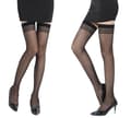 Miniatyrbillede 4 af 4: Kvinder Strømpebukser med Strømper til Strømper Fishnet Sorte Strømpebukser Blonder Plus Størrelse Black Plus Size