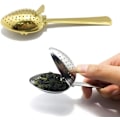 Miniatyrbillede 2 af 5: Te-filter Snap Ball Te-si, rustfrit stål mesh si, te-infuser til løs te, gylden, 2 stk.