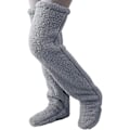 Miniatyrbilde 1 av 5: Overknees Fuzzy Sokker Vinter Plysj Lange Beinskjolders Myke Toesko Strømper Kvinner Jenter Jul Hjem Sovesokker, Grå