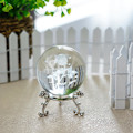 Miniatyrbillede 3 af 4: Krystal 2,4 tommer (60mm) udskåret rose krystal kugle med sølvbelagt blomstrende stativ, 3D gravering glas kugle hjem bord dekoration, gave til mor bryllup