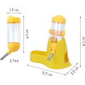 Pikkukuva 4 / 5: 3-in-1 Hamsterin riippuva vesipullo lemmikkieläinten automaattinen annostelija pohjalla kääpiöhamsterille, hiirille, rotille ja siileille (80 ml, keltainen)