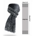 Miniatyrbilde 4 av 5: Dame vinterlue sett, lue med dusk, touchscreen hansker og skjerf med frynser navy blue