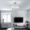 Miniatyrbild 5 av 5: Kristallkrona, Kronljusstake med vit skärm, Modern infälld taklampa för sovrum, vardagsrum, matsal