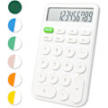 Miniatyrbillede 1 af 5: Standard lommeregner 12 cifre, stationær stor skærm og knapper, lommeregner med stort LCD-display, automatisk dvale, med batteri, hvid