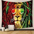 Miniatyrbillede 2 af 3: Løvehoved Bob Tapestry Væghængende Baggrund til Stue Soveværelse Kollegie Psykedelisk Dekoration Tapestry (60\"x51\")