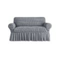 Miniatyrbillede 1 af 5: Loveseat Betræk 1 Del til 2-Pude Sofa med Skørt, Holdbar Vaskbar Høj Elastisk Strækbar (2-Sæders, Grå)