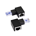 Miniatyrbillede 1 af 5: Ethernet-adapter, højre hjørne, 90 graders Ethernet, han-hun RJ45-forlænger Cat6 LAN-netværksadapter (2 stk.) (R)