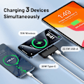 Miniatyrbillede 4 af 5: Powerbank 8000mAh, Magnetisk Eksternt Batteri, Trådløs Bærbar Oplader Hurtig Opladning PD 22.5W LED Display USB-C Powerbank til iPhone 15/14/13/12/Pro