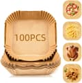 Air Fryer-Foder, 100 st Air Fryer Bakpapper, Icke-Klibbigt Engångsbakpapper Kvadrat 16cm