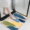 Miniatyrbilde 4 av 5: Sklisikker badematte, 40 x 60 cm grønt blad baderomsgulvmatte supermyk og vannabsorberende, maskinvaskbar mikrofiber baderomsmatte forest