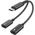 Miniatyrbild 1 av 6: 60W USB C Splitterkabel, Snabbladdande Typ C Splitterkabel med Dataöverföring, 2 i 1 USB C Splitteradapter för iPhone 15, Macbook, Xbox, Laptop black