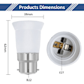 Miniatyrbild 3 av 5: 2-pack B22 till E27 Sockelomvandlare, Bajonett till Skruv Edison Glödlampa Adapter, BC till ES Lampbas Adapter, Max Effekt 60W, Spänning 0-250V
