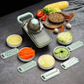 Miniatyrbild 2 av 5: Rivjärn Slicer Grönsak/ost Slicer Mat Slicer Cutter 5-i-1 för Prep Multi-Funktion Kökshjälp Hackare Skalare med Handskydd-grön
