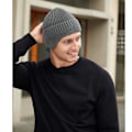 Miniatyrbillede 1 af 4: Vinterhue til kvinder, strikket hue med øreklapper til mænd, bløde huer termiske, vinterhue unisex, varm chunky hue med manchet Gray