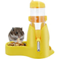 Pikkukuva 1 / 5: 3-in-1 Hamsterin riippuva vesipullo lemmikkieläinten automaattinen annostelija pohjalla kääpiöhamsterille, hiirille, rotille ja siileille (80 ml, keltainen)