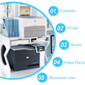 Miniatyrbillede 5 af 5: Printer Desktop Stativ, Skrivebordsarrangør Hvid med Opbevaring af Kontorartikler Printer med Justerbare Fødder (16,5”x10”) 16.5x10x12.2