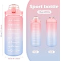 Miniatyrbillede 2 af 5: 2000 ml flaske, motivationsvandflaske, vandflaske med sugerør og motivationstidsmarkør