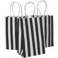 Miniatyrbillede 1 af 5: Festsække 25 stk. Små gaveposer 16x8x22cm Sort og hvidt papirposer til Halloween, jul, Valentinsdag, mors dag, bryllup-(sort) Black