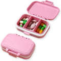 Miniatyrbild 1 av 5: 2-pack liten pillerask med 3 fack, daglig pillerask för ficka, rese pillerorganisatör ask, bärbar pillerbehållare pillerhållare (rosa) Pink