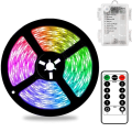 Pikkukuva 1 / 5: 3m:n paristokäyttöiset RGB LED-nauhavalot kaukosäätimellä, vedenpitävät joustavat liimavalot sisä- ja ulkokäyttöön color