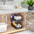 Miniatyrbillede 5 af 5: Hylde under vasken til køkken, multifunktionel hylde, krydderihylde, hylde under skabet, sort