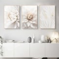 Miniatyrbild 2 av 5: Set med 3 affischer, vita rosblommor bilder, modern canvas tavlor, utan ram, boho bildset, väggdekoration för vardagsrum, sovrum 30*40cm
