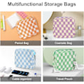 Miniatyrbild 5 av 5: Sanitetsbindesförvaringspåse, Menstruationsbindesdragkedja Checkered Portable Period Bag Panty Liners, Tamponförvaringspåse-Blå