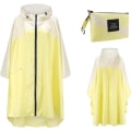 Miniatyrbillede 2 af 5: Regnjakke til kvinder og mænd - Regnponcho - Vandtæt let regntøj med hætte - Regnkappe - Poncho beige+yellow