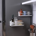 Pikkukuva 5 / 5: Magneettinen jääkaapin riippuva hylly, 2 kpl magneetti mausteteline itseliimautuva keittiön järjestäjälle (valkoinen) White