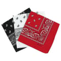 3-pack Bomulls Paisley Bandana Halsduk Hårband Röd Vit Svart