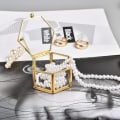 Miniatyrbillede 4 af 5: Ringboks ringboks glas smykkeskrin geometrisk opbevaring ringe øreringe kæder til stue bryllup gold