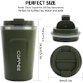 Miniatyrbillede 3 af 5: Kaffe Kop, 380ml Vakuum Genanvendelig Lækagesikker Dobbelt Væg Kaffe Kop, Isolering Rustfrit Stål Miljøvenlig Krus (Grøn) ArmyGreen