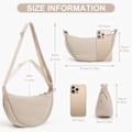 Miniatyrbillede 5 af 5: Crescent taske til kvinder, nylon crescent tasker Hobos Crossbody taske bærbar crescent pung med justerbar rem Solid Color brysttaske skuldertaske beige